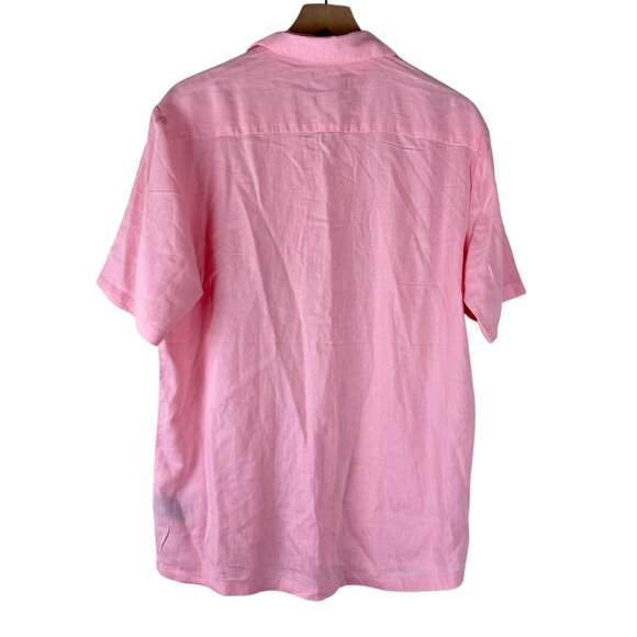 NWT Kenneth Cole Mens Washed Pink Short Sleeve Linen Shirt - Picture 5 of 5
